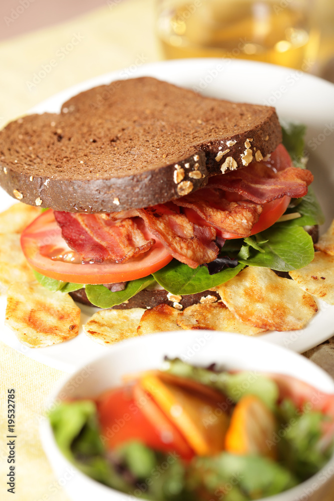 BLT sandwhich and salad BLT sandwhich and salad