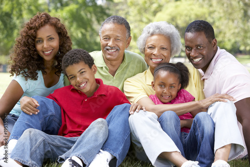 Portrait Of Extended Family Group In Park