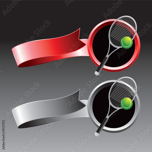 tennis racket and ball red and gray ribbons
