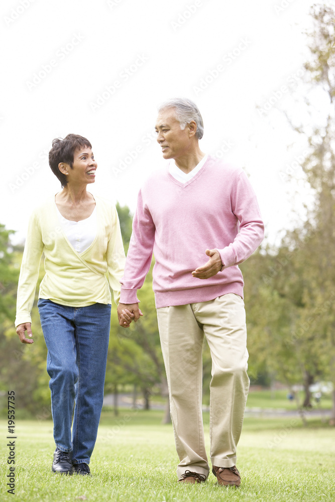 Senior Couple Walking In Park Senior Couple Walking In Park