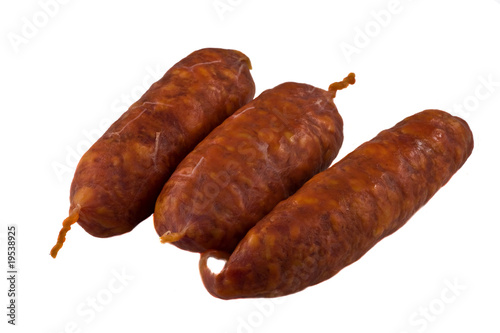 chorizo sausage isolated on a white background. photo