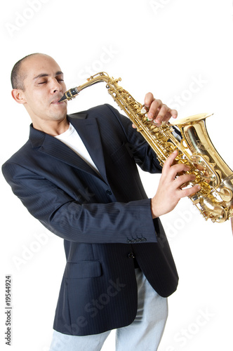 Schilderij op canvas uomo che suona il sax contralto