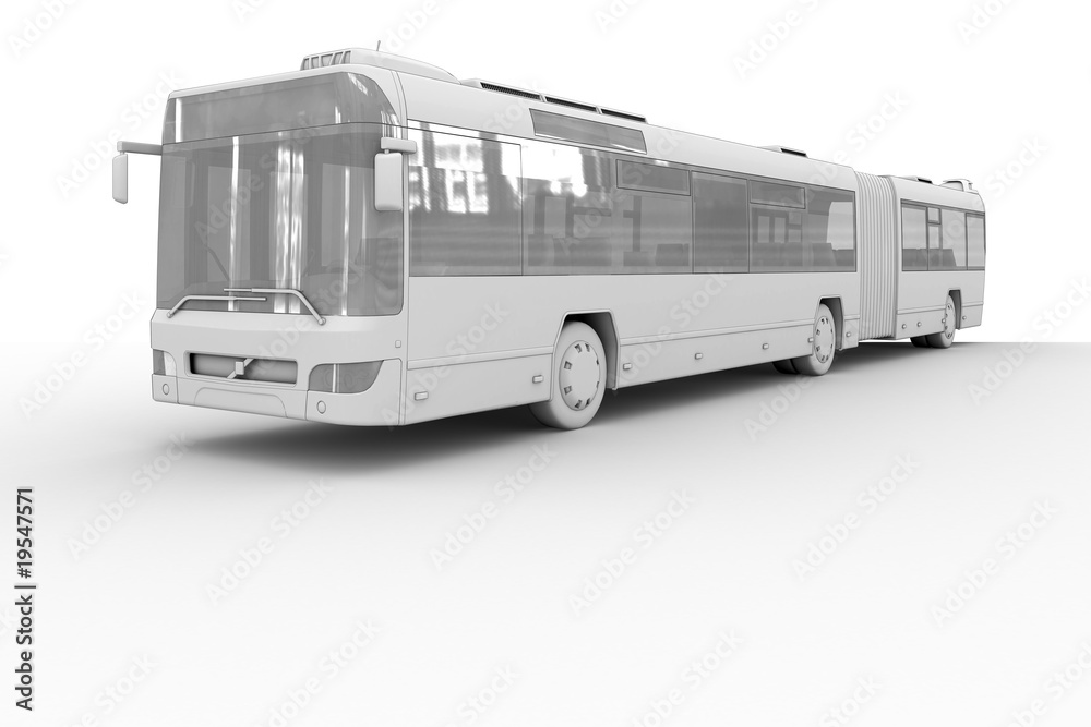 Articulated kneeling bus - isolated