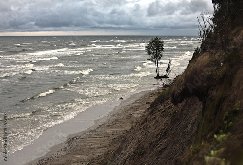 Erosion of Baltic coast due to the storms and climate change