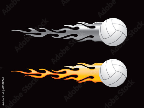 volleyballs on fire