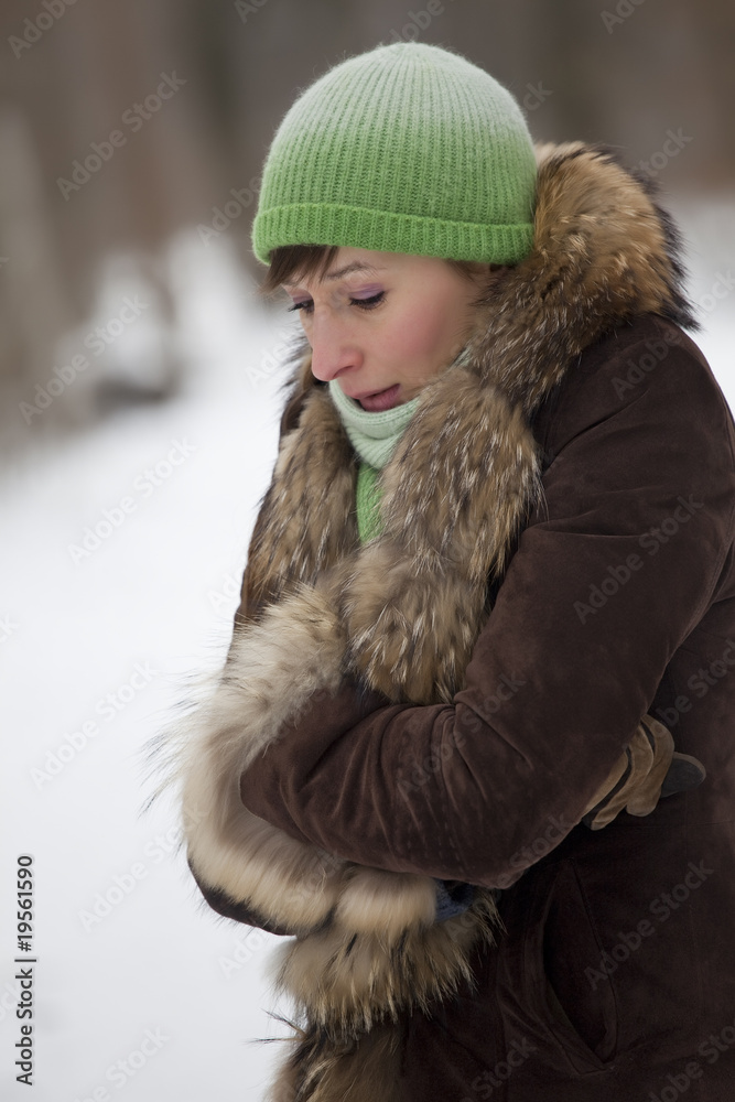 woman freezing in winter woman freezing in winter