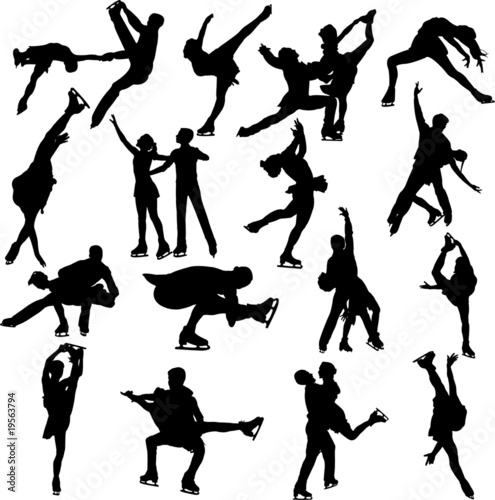 figure skating silhouette vectors