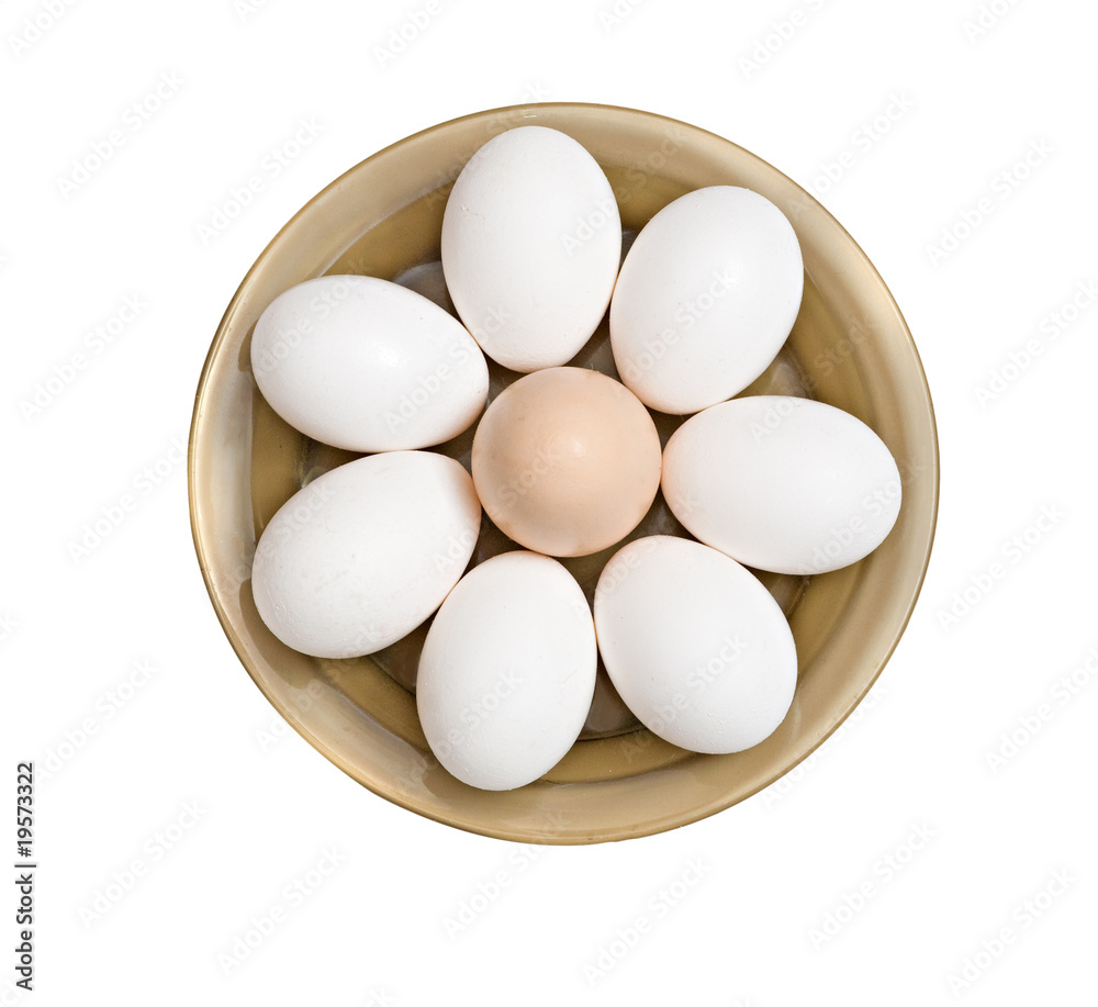 Plate with brown  and white eggs