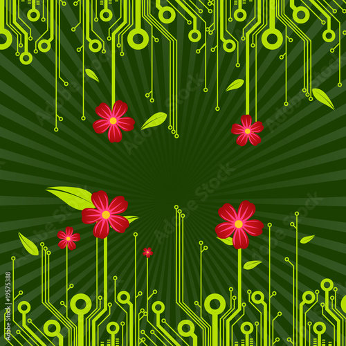 cyber garden made with circuits vector