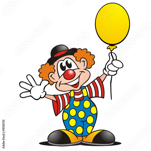 Stampa su tela Clown mit Luftballon
