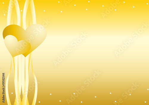 Golden background with hearts and stars on it