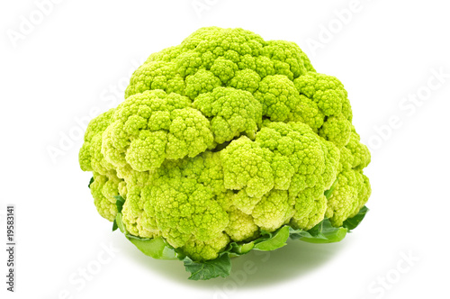 green cauliflower on white background