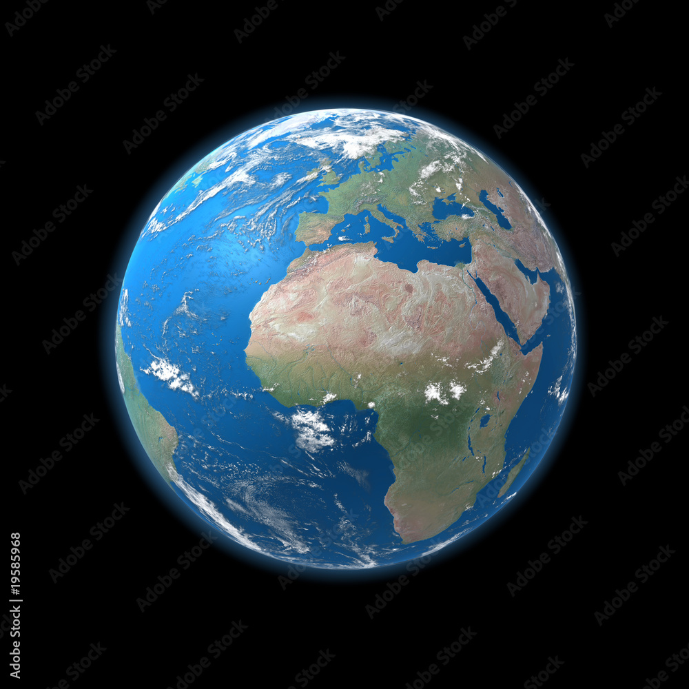 Fototapeta premium high detailed globe map, europe, africa