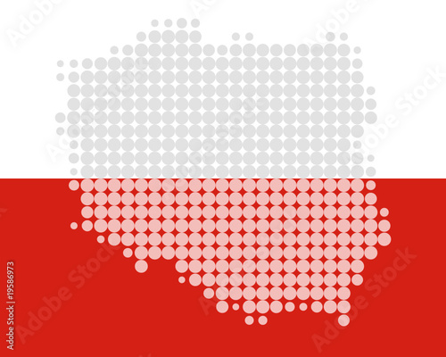 Karte und Fahne von Polen
