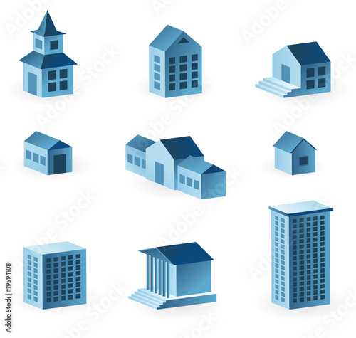 set of 9 house icons