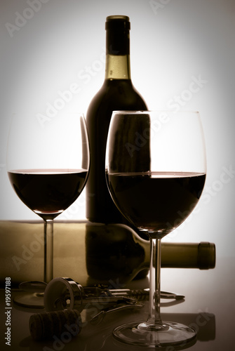 bottle of wine and wineglasses