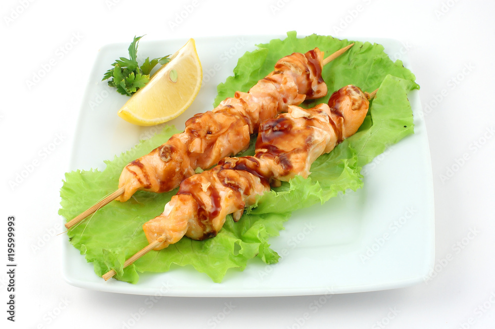 Shish kebab from a salmon
