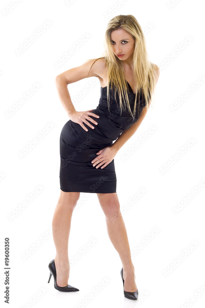 Sexy blonde woman in little black dress Sexy blonde woman in little black dress