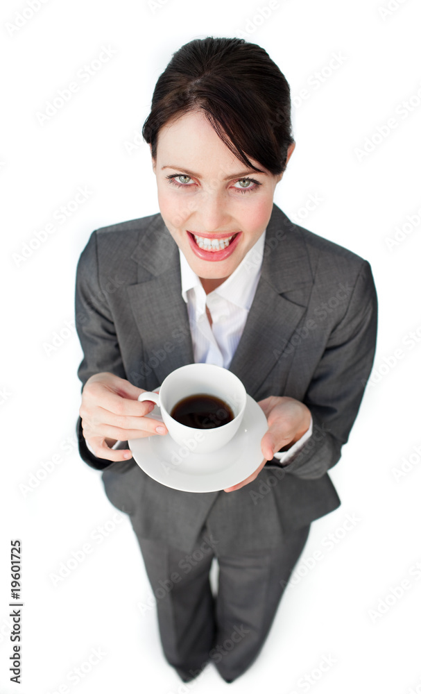 Sparkling businesswoman drinking a cup of coffee Sparkling businesswoman drinking a cup of coffee