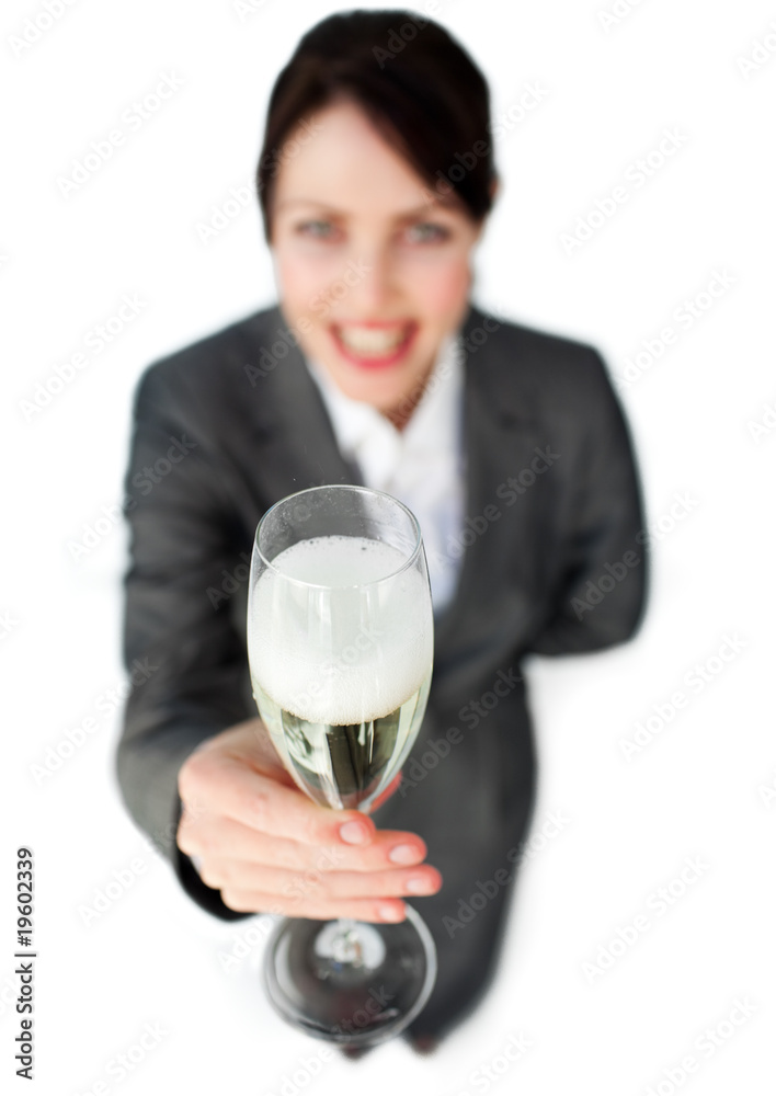 Successful Businesswoman toasting with Champagne Successful Businesswoman toasting with Champagne