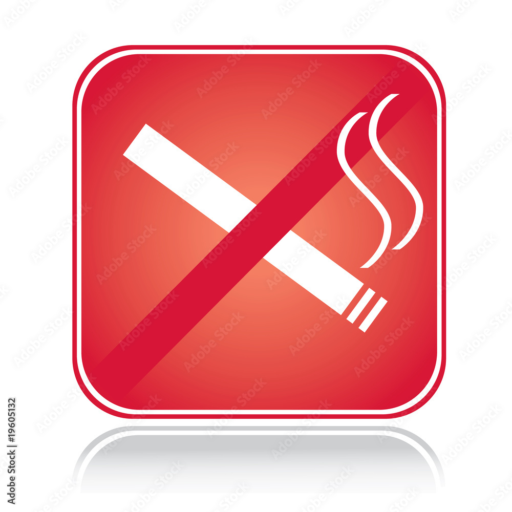 Red square sign no smoking area with reflection Red square sign no smoking area with reflection