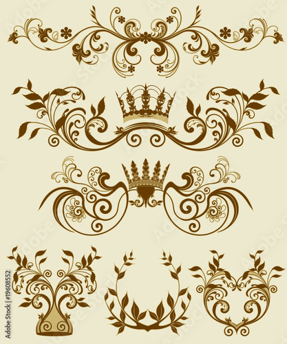 floral decorative patterns in stiletto baroque and rococo