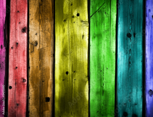 Colored wooden planks