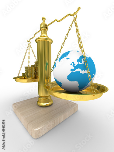 Cashes and the globe on sca...