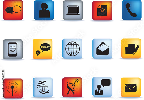 communication icon button set