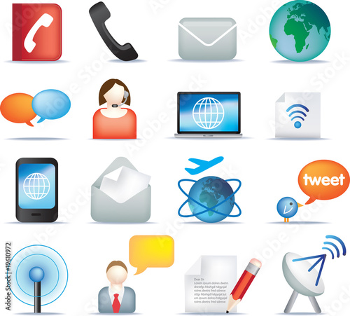 communication icon button set