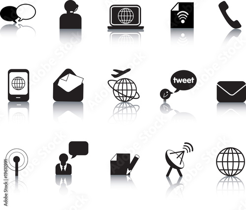 communication icon silhouette set