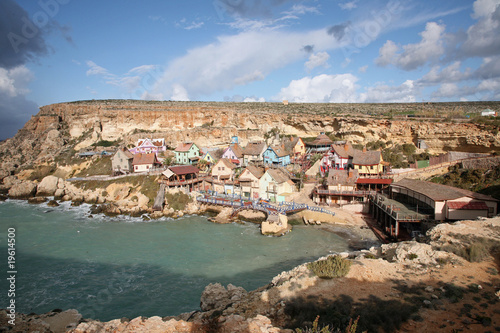 Old wooden fishing village houses and dwellings