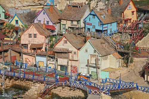 Old wooden fishing village houses and dwellings
