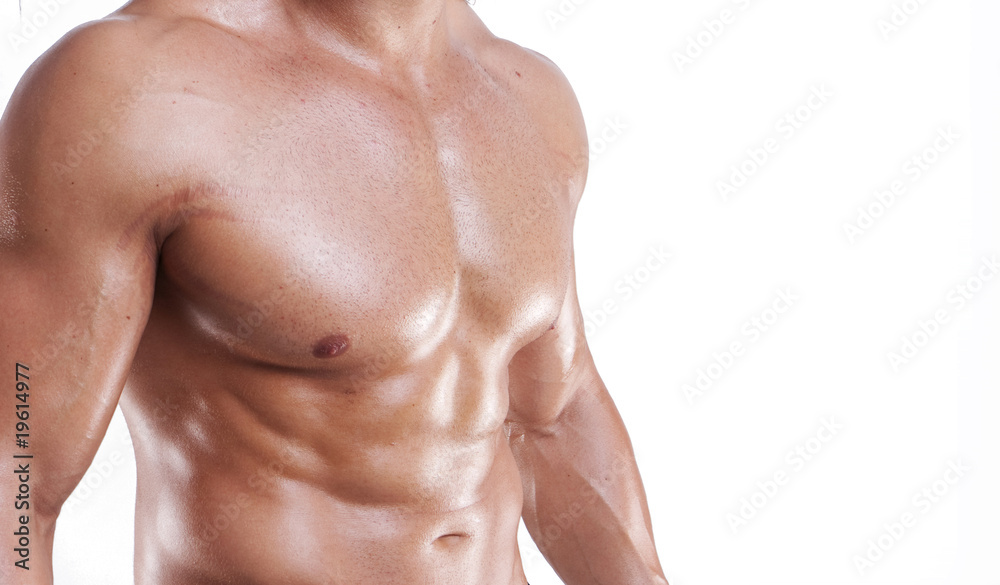 Fototapeta premium Muscular male torso isolated on white
