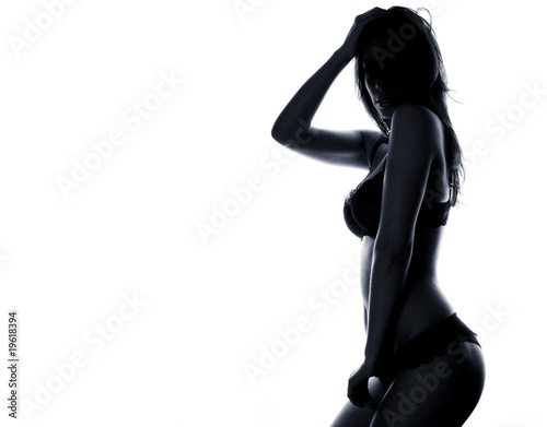 Slika na platnu Beautiful female body in black lingerie isolated