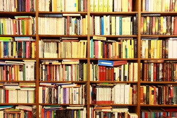 Wandcirkels Bibliotheek Authentieke boekhandel met houten wanden  © PANORAMO