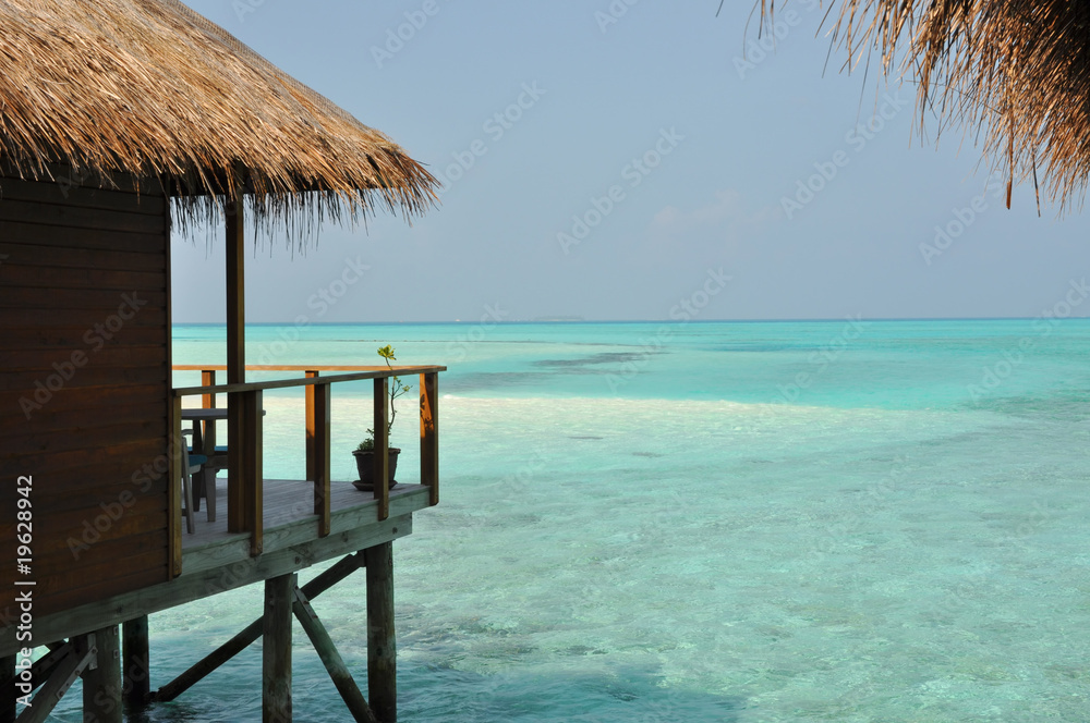 Bungalow sur l'eau aux Maldives