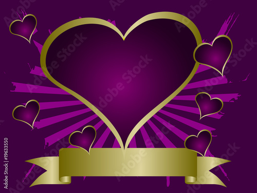 A grunge purple and gold valentines vector illustration