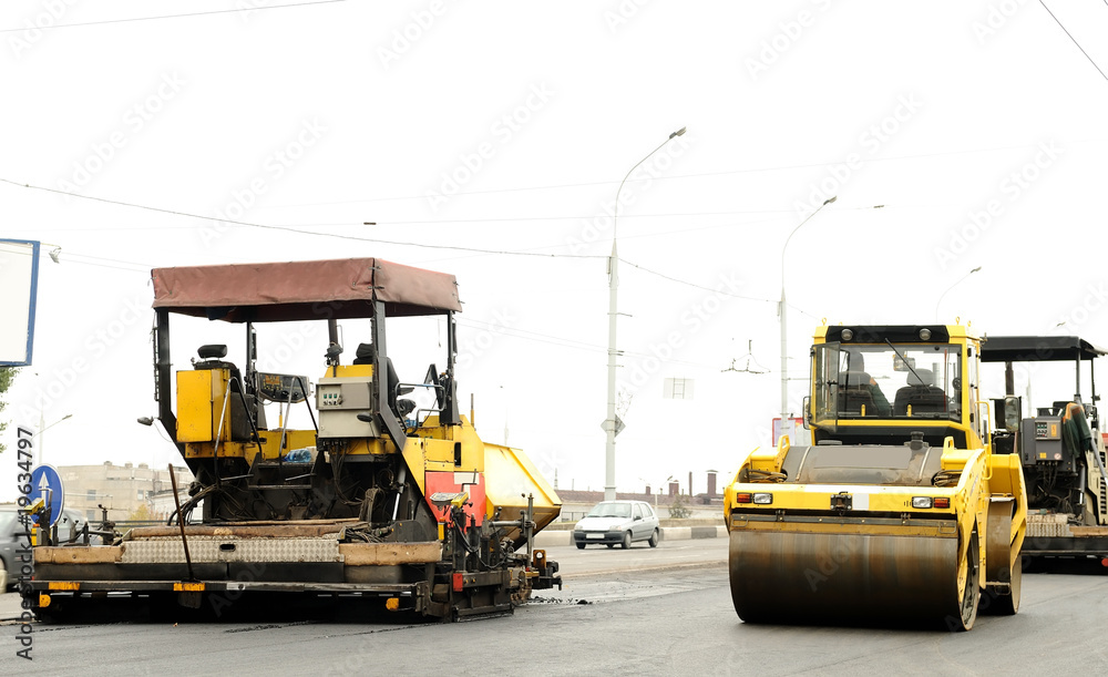 construction equipment at road building