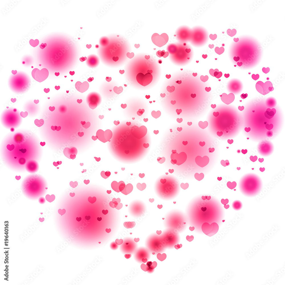 Abstract pink lights in the shape of the heart