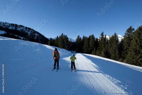Famille au ski, Areches, Savoie, France