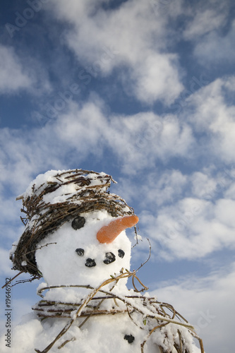 Snowman close-up big sky