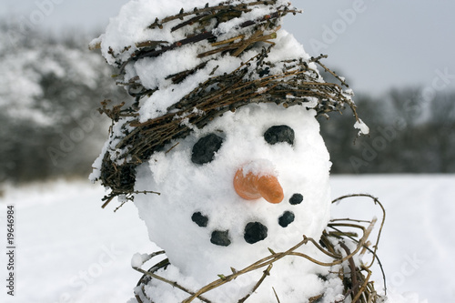 Snowman close-up landscape