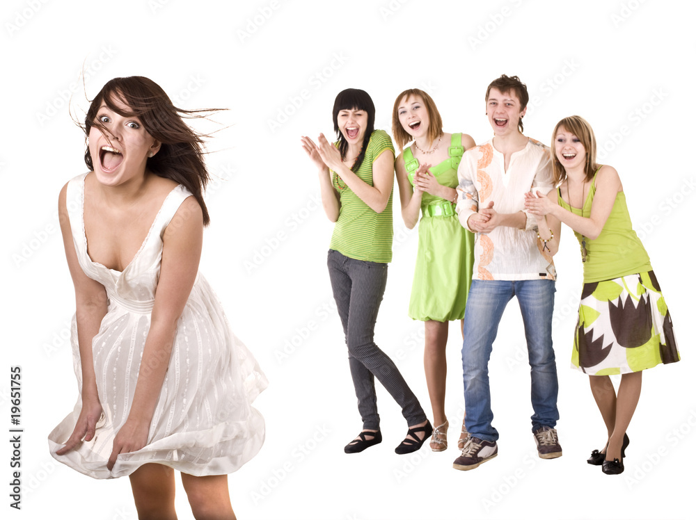 Fototapeta premium Teenager group of young people. Isolated.