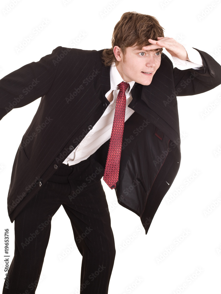 Businessman look forward in future. Isolated. Businessman look forward in future. Isolated.