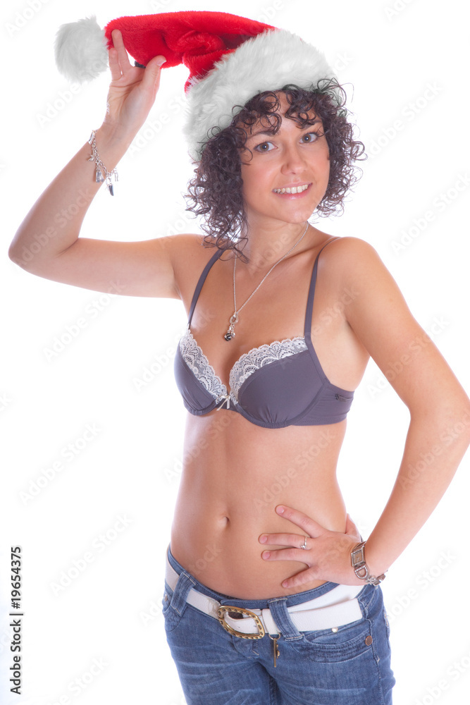 Junge Studentin mit Dessous und Weihnachtsmütze Junge Studentin mit Dessous und Weihnachtsmütze