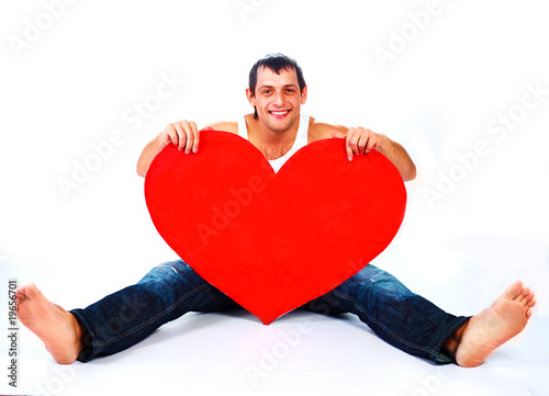 young man with a heart