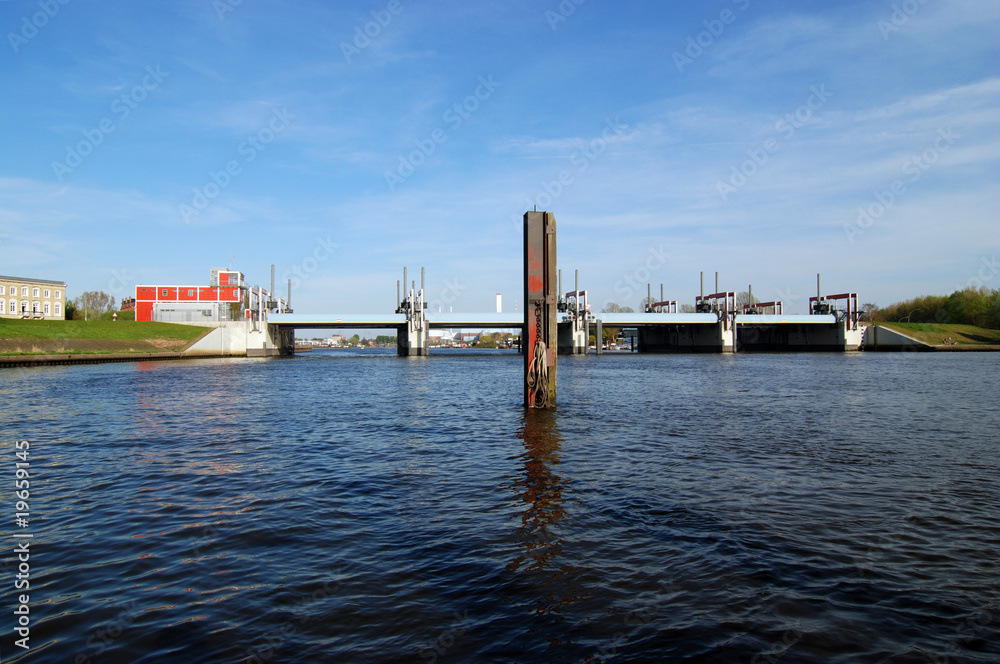 Obraz premium Bille Sperrwerk Billwerder Bucht Hamburg Tiefstack