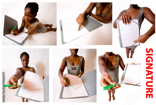 Bild auf Leinwand jeune femme noire veux la signature d'un contrat