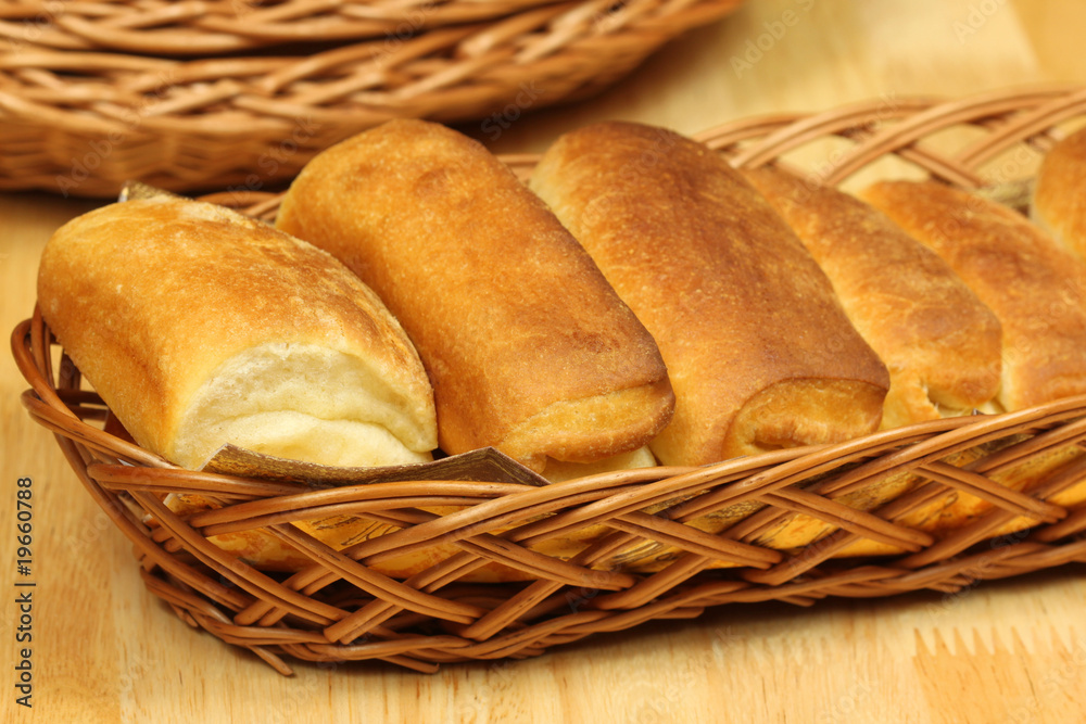 Breakfast buns in basket Breakfast buns in basket
